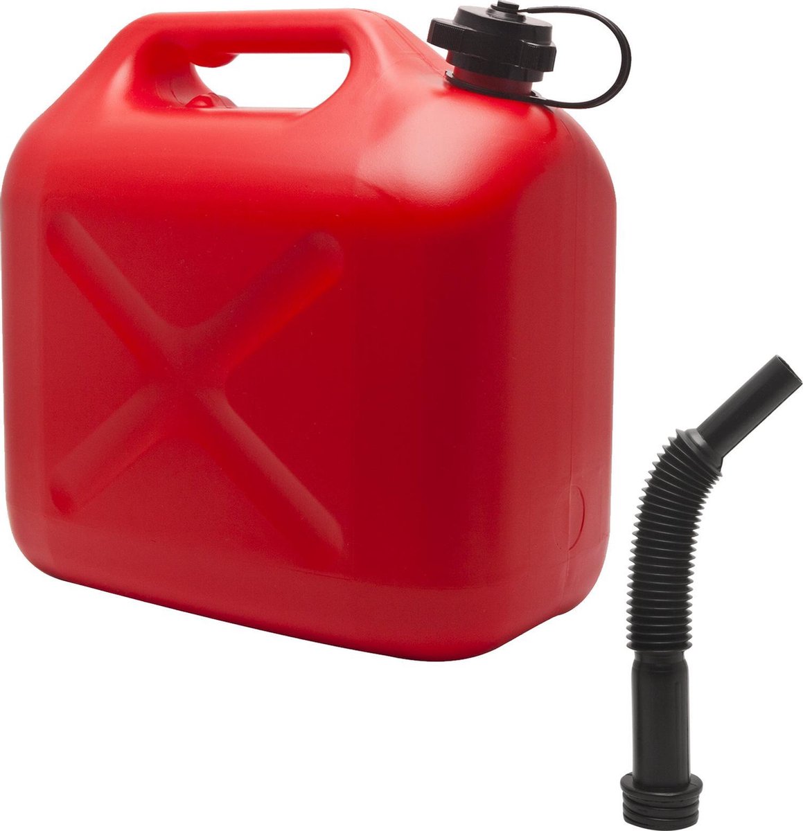 Brandstof Jerrycan Benzine of Diesel - 5L met tuit - Rood - 5 Liter - 260 x 135 x 250 mm - Noodpakket