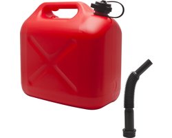 Brandstof Jerrycan Benzine of Diesel - 5L met tuit - Rood - 5 Liter - 260 x 135 x 250 mm - Noodpakket