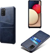 Samsung Galaxy A02s hoesje - MobyDefend Lederen Backcover Met Vakjes Voor Pasjes - Blauw - GSM Hoesje - Telefoonhoesje Geschikt Voor: Samsung Galaxy A02s