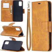 Samsung Galaxy A02s hoesje - MobyDefend Wallet Book Case Met Koord - Lichtbruin - GSM Hoesje - Telefoonhoesje Geschikt Voor: Samsung Galaxy A02s