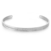 Twice As Nice Armband in edelstaal, open bangle met witte kristallen  6,5 cm