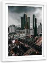 Foto in frame , Donkere wolken boven de stad ,80x120cm , Multikleur , wanddecoratie