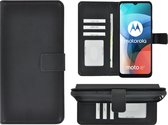 Motorola Moto E7 Hoesje - Bookcase - Pu Leder Wallet Book Case Zwart Cover