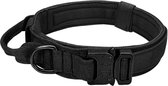 Militaire Tactische Halsband Duitse Shepard Medium Grote Hond Halsbanden Voor Walking Training Duarable Halsband Controle Handvat- Zwart XL hals 50-62 CM