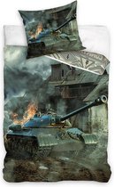 Dekbedovertrek Leger Tank- Army Combat- 1persoons- 140x200- Dekbed Jongens- 100% katoen.