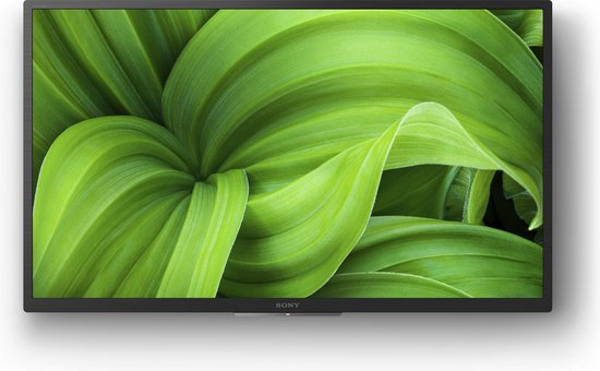 Sony TV met een afbeelding van groene bladeren op het scherm.