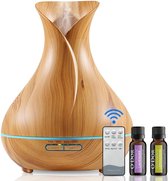 O'dor® Aroma Diffuser met Afstandsbediening - EXTRA Lavendel + Lemongrass Etherische Olie - Hout Look
