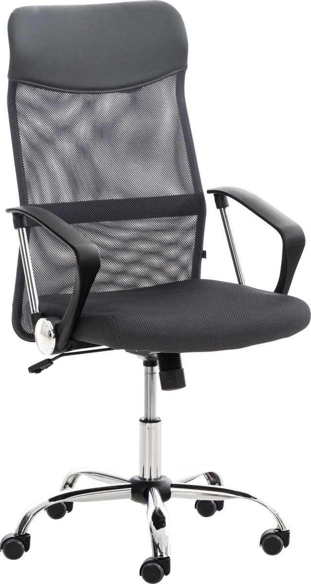 Bureaustoel - Kantoorstoel - Design - In hoogte verstelbaar - Hoge rugleuning - Mesh - Grijs - 60x53x118 cm