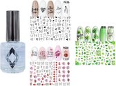 GUAPÀ - Nail Art 3D Stickers Set met een Top Coat voor goede hechting - Nagel Decoratie & Versiering Folie - 3 Zelfklevende Sticker Vellen met Top Coat