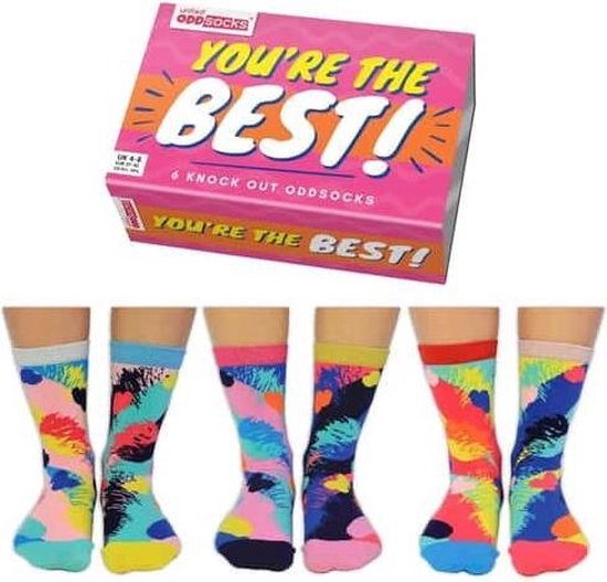 ODD SOCKS - Mismatch Dames sokken - You're The Best - Multipack - Mismatched maat 37-42 - Cadeau doos