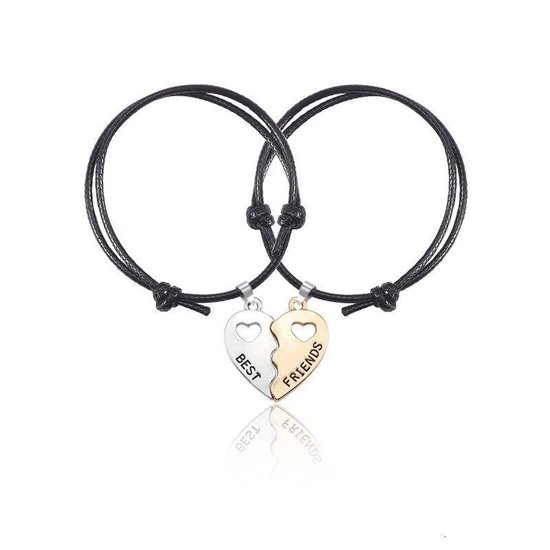 Kasey - Bracelet d'amitié - Bracelet BFF pour 2 - Coeur Argent/ Or | bol.com
