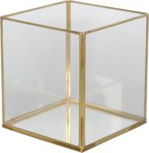 Windlicht glas 10x10x11cm goud