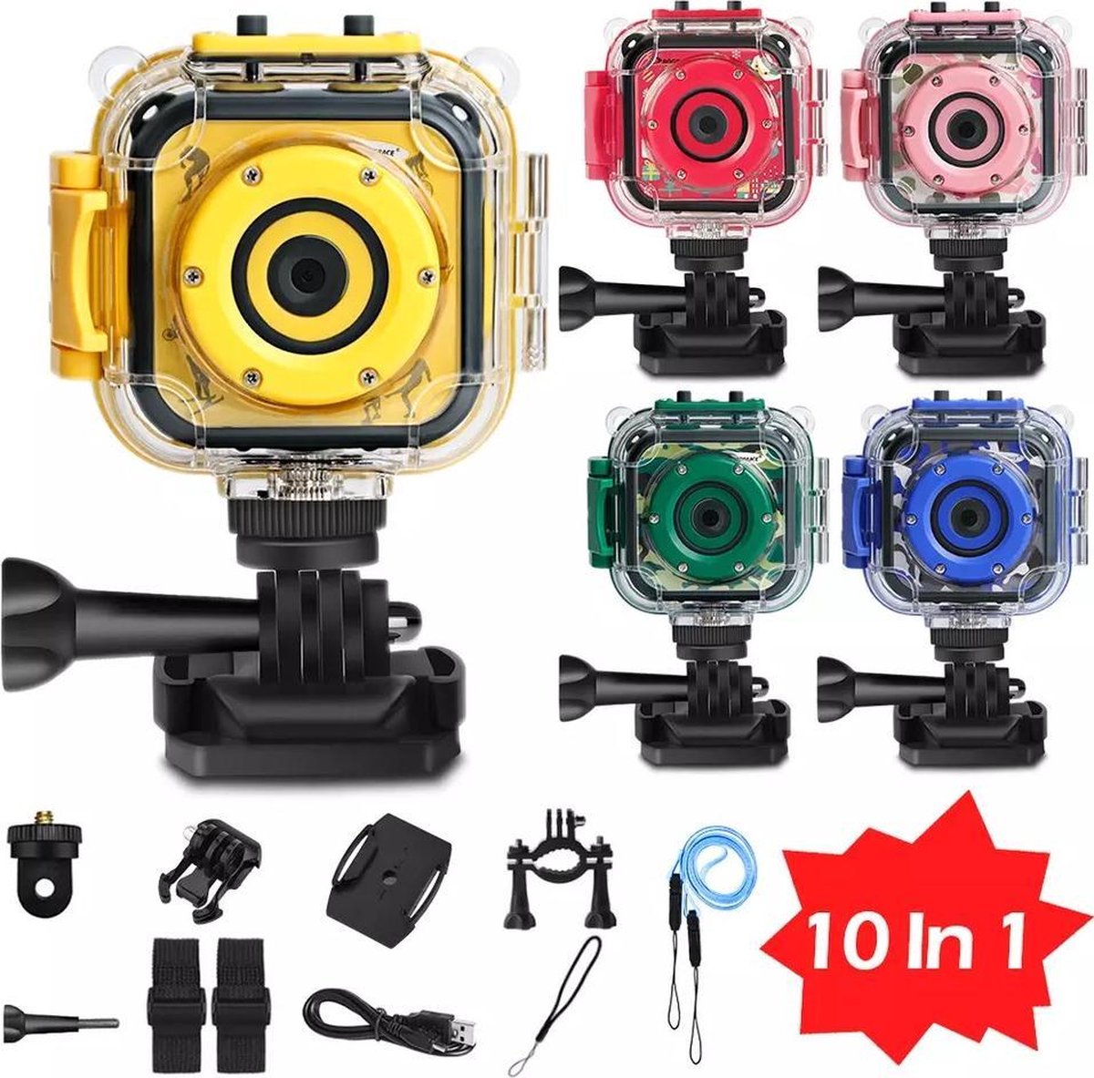 10 in 1 Digitale Kindercamera - Waterdichte Videocamera - Onderwater Camera  - Helm... | bol.com