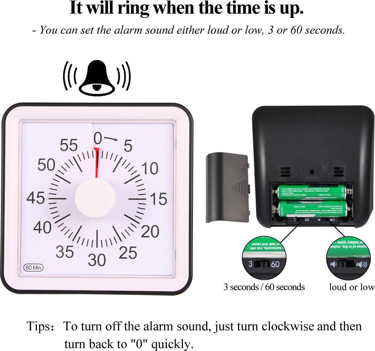 Minuterie - Enfant - 60 minutes - Horloge d'apprentissage 