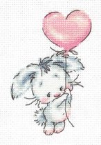 borduurpakket konijn met hartjesballon