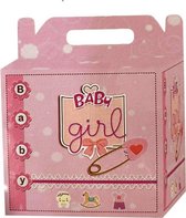 Babyshower Box - Babyshower Doos - Baby - Babygirl - Girl - its a Girl - Rose Doos - Pink Box - Gifted box - Cadeaudoos - kartonnen vouwdoos - 28x28x26cm - Vouwdoos Baby Girl XL