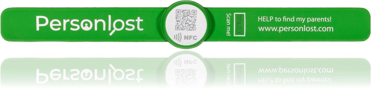 NoLongerLost - Unieke QR code - Armband - Slap on - Groen - Waterproof