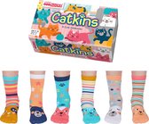 Odd Socks Kindersokken Catkins Kat Multipack Mismatched 27-30 Cadeaudoos