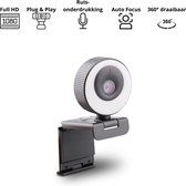 BIZZA Webcam met ringlamp - ring light - ringlicht - Full HD - 1080p - 60 FPS - Webcam voor pc - Inclusief statief en webcam cover