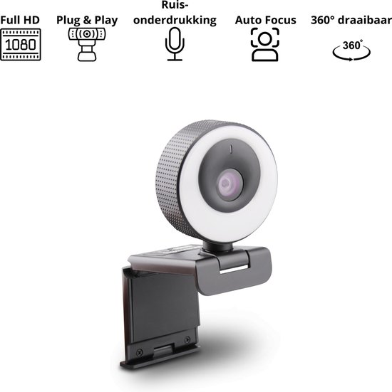 BIZZA Webcam met ringlamp - ring light - ringlicht - Full HD - 1080p - 60  FPS - Webcam... | bol.com