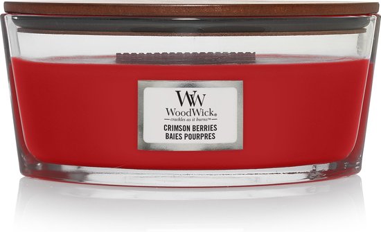 WoodWick Heartwick Flame Ellipse Geurkaars - Crimson Berries