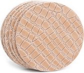 Onderzetters Leer Snake Beige/Zand Rond 6 Stuks |Coaster Queen