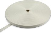 Polyester band 25 mm - 1200 kg - 50 m op rol - zonder strepen - Wit/ecru