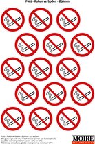 Pictogram sticker 75 stuks P002 - Roken verboden - 50 x 50mm - 15 stickers op 1 vel