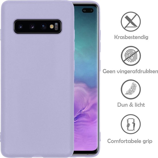 Coque Samsung S10 Avec Protecteur D'écran - Coque Samsung Galaxy S10 - Siliconen Samsung S10 Avec Protecteur D'écran - Lilas