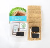 Terrafibre - Bio Mini Microfarm - Vlees & Vis - Microgreens kweken - Kiemgroente kweekset - Leuk cadeau voor thuiskok - Inhoud bakjes, zaadjes, groeimatjes, schrijfbordjes, handlei