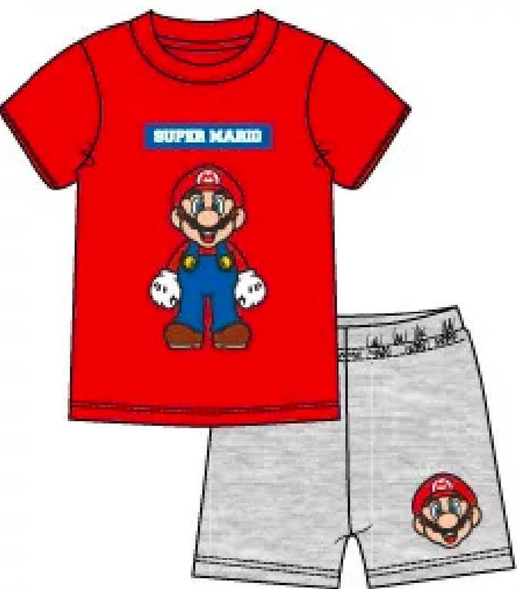 Super Mario pyjama - rood - grijs - Maat 104 / 4 jaar