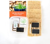 Terrafibre - Bio Mini Microfarm - Soep & Saus - Microgroente kweken - Kiemgroente kweekset - Leuk cadeau voor thuiskok - Inhoud bakjes, zaadjes, groeimatjes, schrijfbordjes, handle