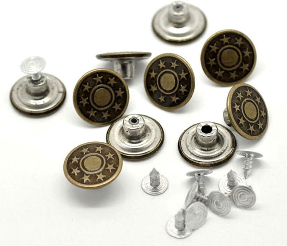 WiseGoods Luxe Jeans Knopen - Kledingstuk Accessoires - Inslag Knopen - Spijkerjas en Spijkerbroek - 17 mm Inslagknopen - 50 Stuks