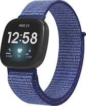 Bandje Nylon blauw geschikt voor Fitbit Versa 3 & Fitbit Sense