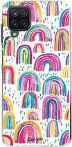 Casetastic Samsung Galaxy A12 (2021) Hoesje - Softcover Hoesje met Design - Sweet Candy Rainbows Print