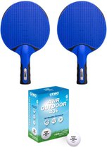Gewo Tafeltennis Set Outdoor - 2 Bats + 6 Ping Pong Ballen