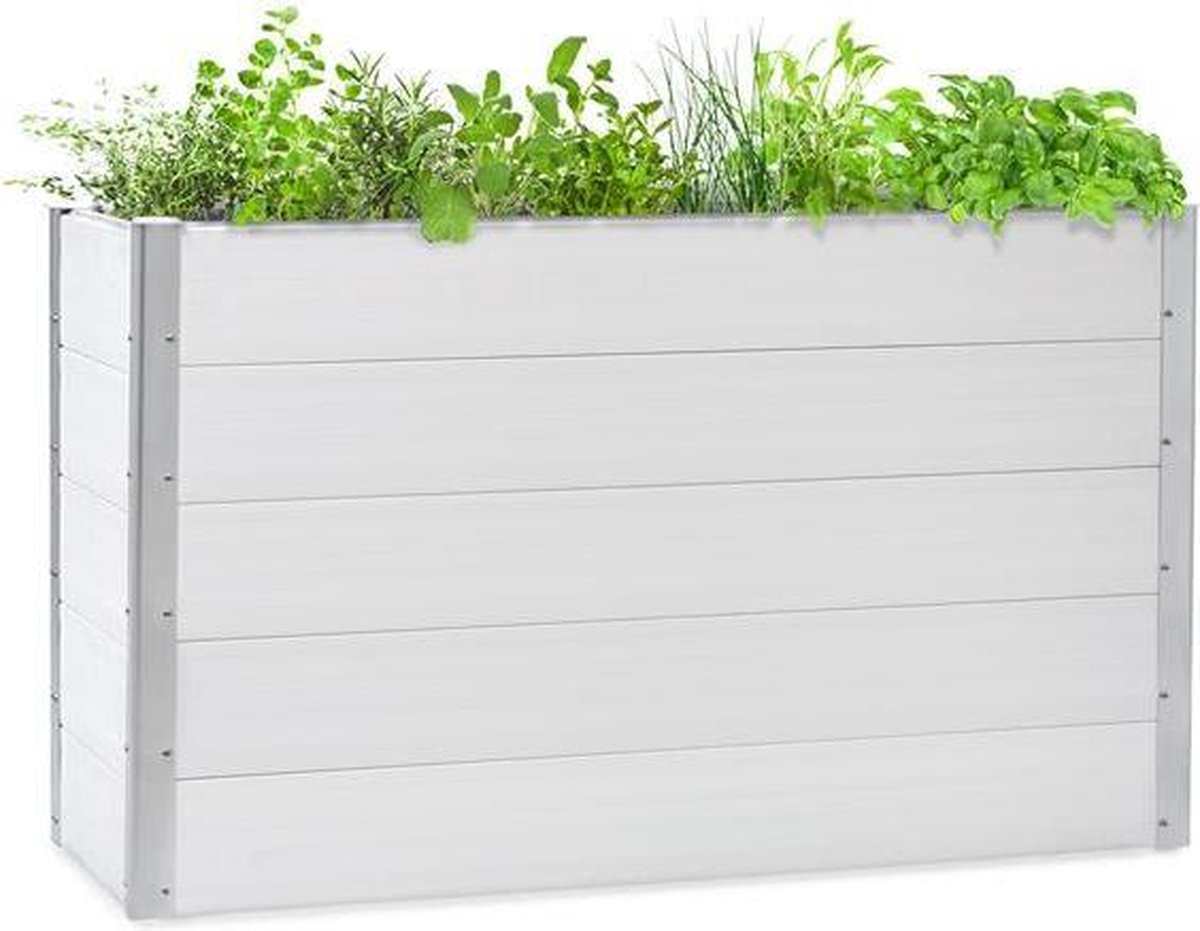 Blumfeldt Nova Grow plantenbed 150 x 91 x 50 cm - UV-, roest- en vorstbescherming - HKC - houtoptiek - wit