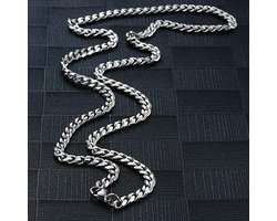 Cuban Link Heren Ketting Zilver kleurig - Staal - 5mm - Dikke Schakels - Kettingen - Schakelketting - Vaderdag Cadeau Geschenk - Mannen Cadeautjes Accesoires