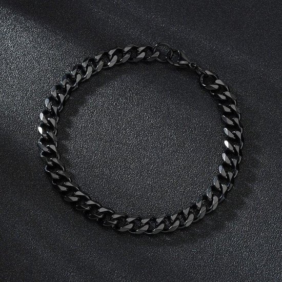 Ketting + Armband Set - Cuban Link Dikke Schakel - Zwart kleurig - 5mm -  Ketting... | bol.com