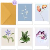 Luxe Wenskaarten met envelop zonder tekst - blanco - Bloemen Mix - 5 stuks - gevouwen kaarten - verjaardag - condoleance - beterschap - vriendschap - Rijkvol