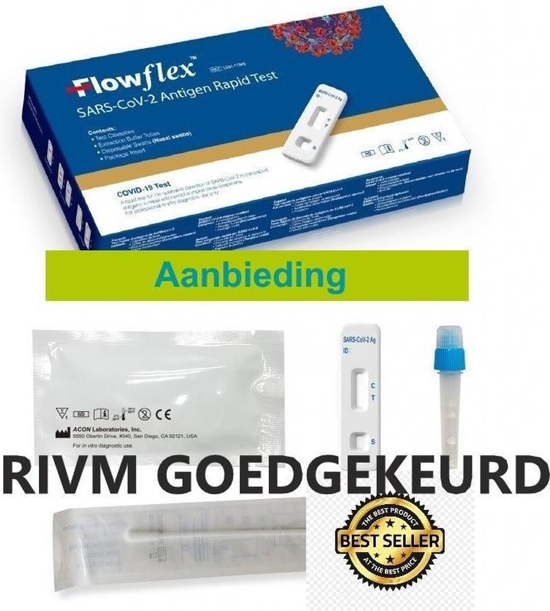 1 X FLOW FLEX Corona test - Corona Covid sneltest - thuistest - Binnen 15 min resultaat (SARS, RIVM goedgekeurd) op De Prijzenvolger