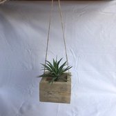 Hangend plantenbakje | handgemaakt van gerecycled pallethout | plantenbakje met ophang draad | 14 x 14 x 9,5 cm