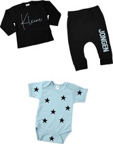 Geboorte geschenk-set jongen-geboortepakje-kraam cadeau-mooiste baby jongen-Maat 68-zwart-lichtblauw