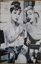Audrey Hepburn Marilyn Monroe Tattoo Reclamebord van metaal METALEN-WANDBORD - MUURPLAAT - VINTAGE - RETRO - HORECA- BORD-WANDDECORATIE -TEKSTBORD - DECORATIEBORD - RECLAMEPLAAT - WANDPLAAT - NOSTALGIE -CAFE- BAR -MANCAVE- KROEG- MAN CAVE