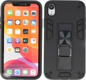 iPhone XR Hoesje - Tough Armor Hardcase - Telefoonhoesje Met Standfunctie - Bestcases Backcover - Zwart