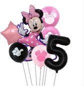 7 stuks ballonnen Minnie Mouse thema - verjaardag - 5 jaar