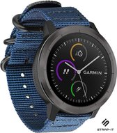 Strap-it Nylon gesp bandje - geschikt voor Garmin Vivoactive 4 45mm / Garmin Venu 2 - blauw