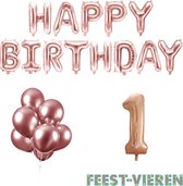 1 jaar Verjaardag Versiering Ballon Pakket Rosé Goud