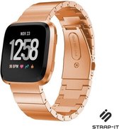Stalen Smartwatch bandje - Geschikt voor Fitbit Versa 2 luxe metalen bandje - rosé goud - Strap-it Horlogeband / Polsband / Armband