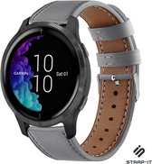 Leer Smartwatch bandje - Geschikt voor  Garmin Venu bandje leer - grijs - Strap-it Horlogeband / Polsband / Armband